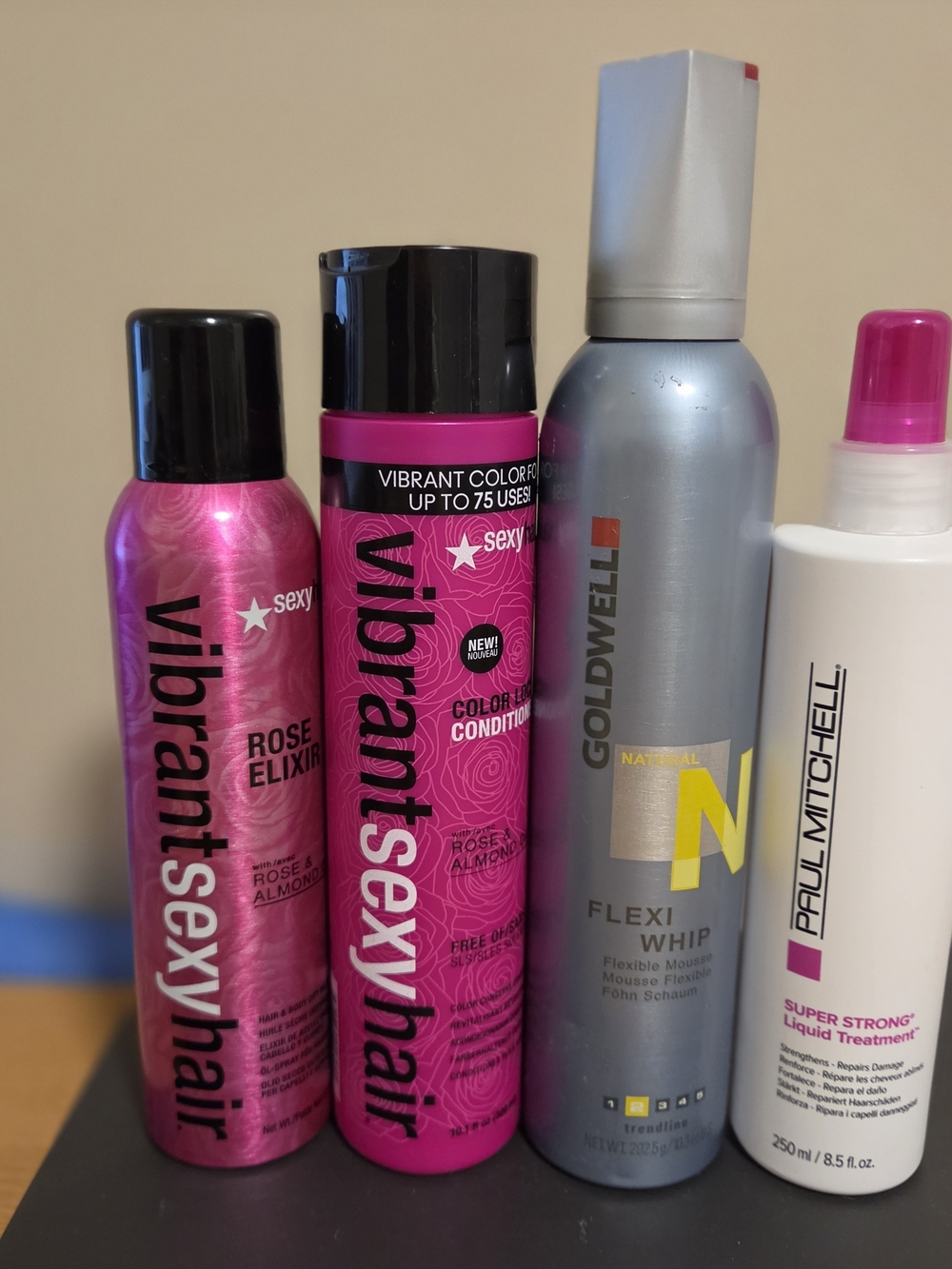 VibrantSexyHair Elixir & Color Conditioner & Goldwell FlexiWhip & Paul Mitchell